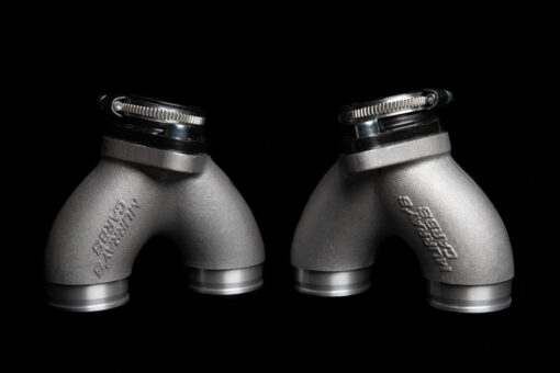 Pic shows our custom cast aluminum intake manifolds that increase air flow performance on your CB750.