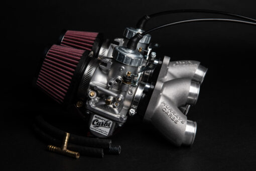 This pic shows everything included with Murray's CB700SC Performance Carburetor Kit.