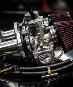 Performance carburetor kit for replacement stock Keihin carbs on all Honda CX500 motorcycles with Pedestal, and BBCR mono shock seats. The kit increases horsepower, torque, and drivability. Completely Plug and Play.