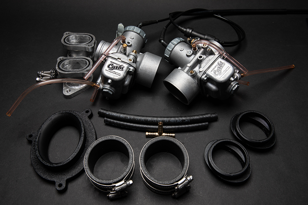 This picture shows everything included in Murray's T100 Bonneville 790 Carburetor Kit.