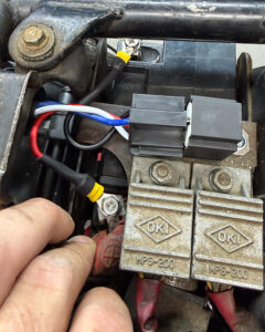 Murray's Coil Relay Kit mounted and hooked to the battery.