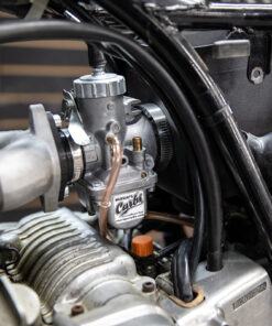 Murrays Yamaha TX500 Custom Air Box inside the stock frame with the complete assembled kit.