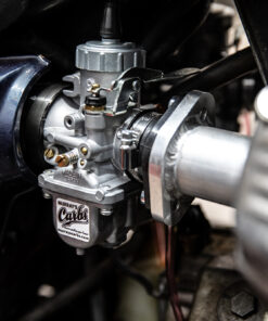 Right side view of Murray's Honda CX500 Stock Air Box Mikunicarburetor kit with the stock side covers installed.