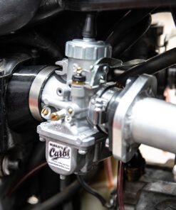 Right view of Murray's Honda CX500 stock air box kit with side cover removed.